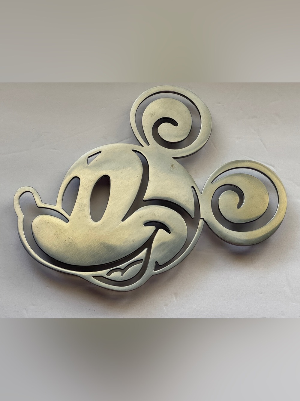 Disney Mickey Mouse Head Metal Trivet Wall Decor Silver Black Kitchen Hot Plate